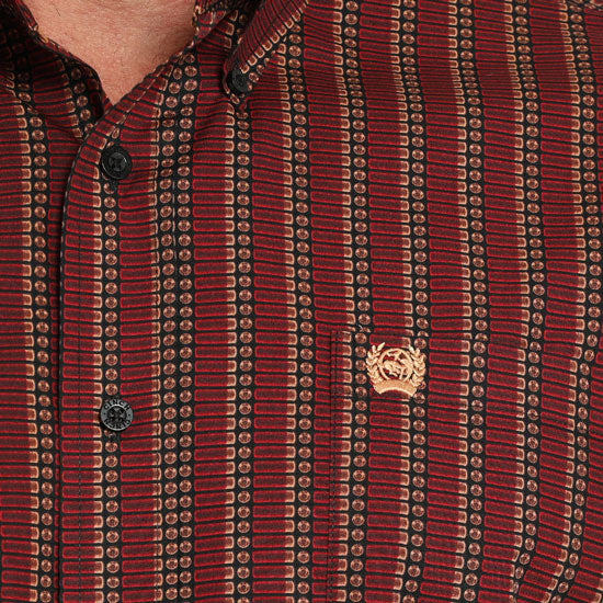 Cinch Men's Red Print Button Down Shirt