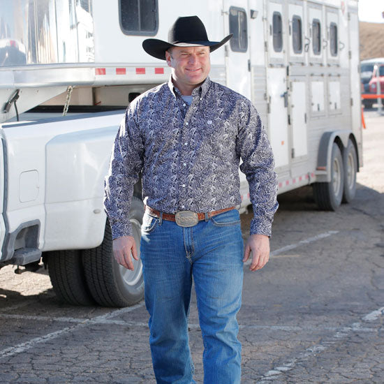 Cinch Men's Navy Print Button Down Shirt
