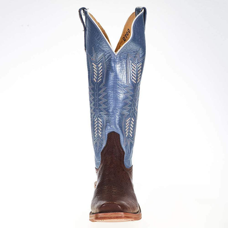 Rios Of Mercedes Women's Ride Ready KangoTobacco Smooth Ostrich 15in. Blue Top Cowgirl Boot