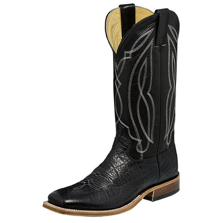 Tony Lama Men's Flat Black Cow w/Black Ranch Top Boots