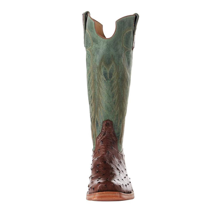 Rios Of Mercedes Men's Ride Ready Kango Tobac Full Quill Ostrich 15in. Jade Made Dog Top Boot