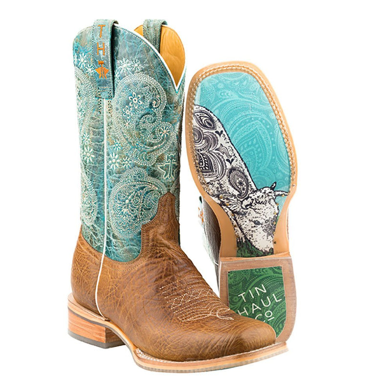 Womens Yee-Haw Paisley Print Cowgirl Boots