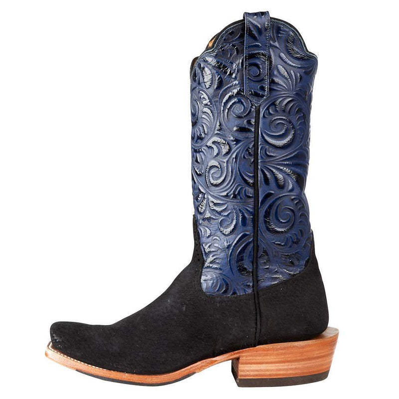 Rios Of Mercedes Men's Black Carpincho 13in. Midnight Navy Caracoal Top Boot