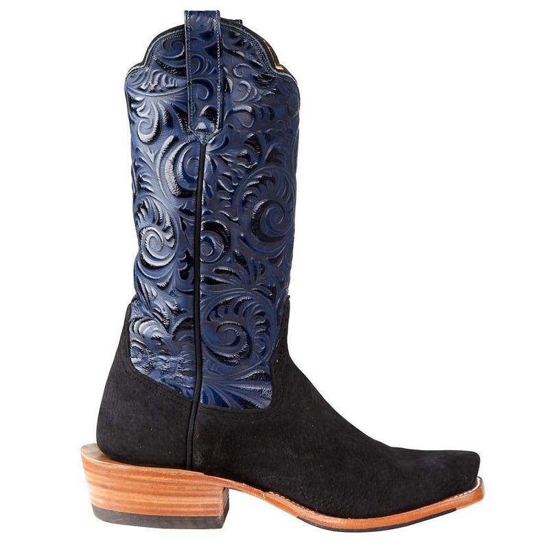 Rios Of Mercedes Men's Black Carpincho 13in. Midnight Navy Caracoal Top Boot
