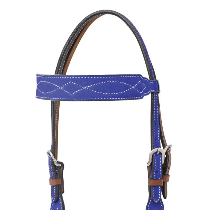 Circle Y Saddlery Marfa Lights Suede Royal Blue Browband Headstall