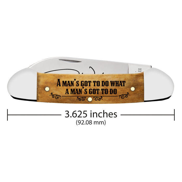 Case John Wayne Embellished Smooth Antique Bone Canoe Knife
