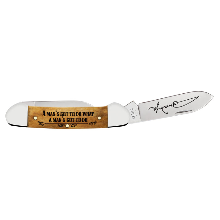 Case John Wayne Embellished Smooth Antique Bone Canoe Knife