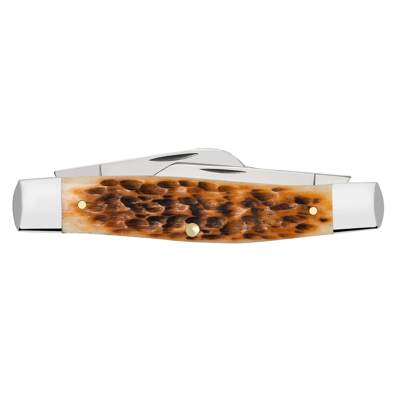 Case Amber Bone SS - Peach Seed Jig Large Stockman