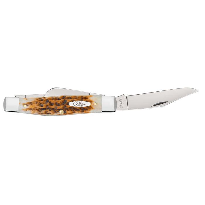 Case Amber Bone SS - Peach Seed Jig Large Stockman