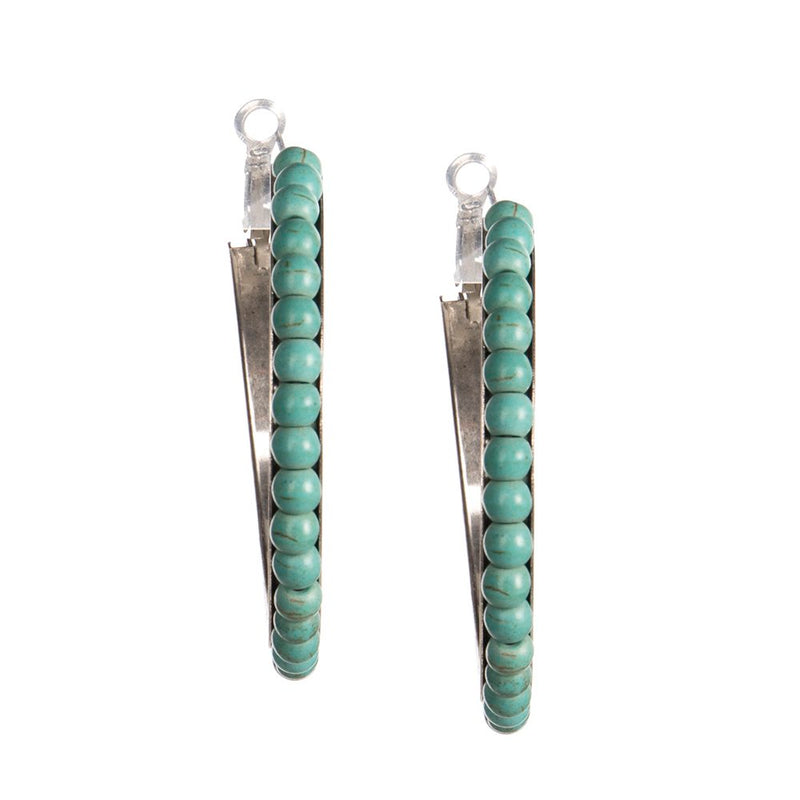 & Worn Turquoise Trimmed Hoop Earrings