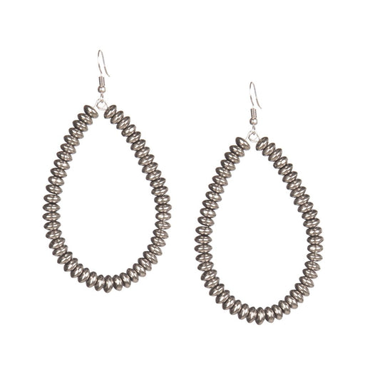 & Metallic Silver Disk Teardrop Earrings