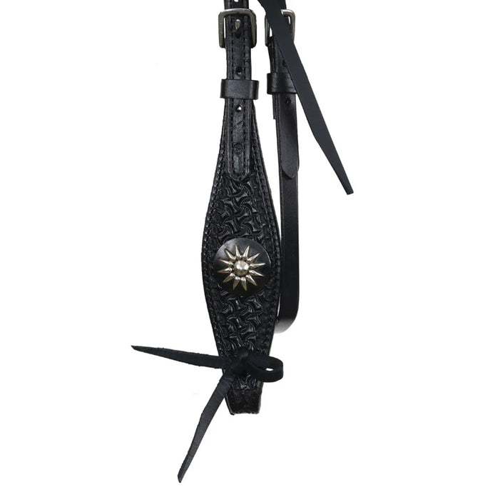 Circle Y Saddlery Dark Rider Shaped Spider Browband Headstall