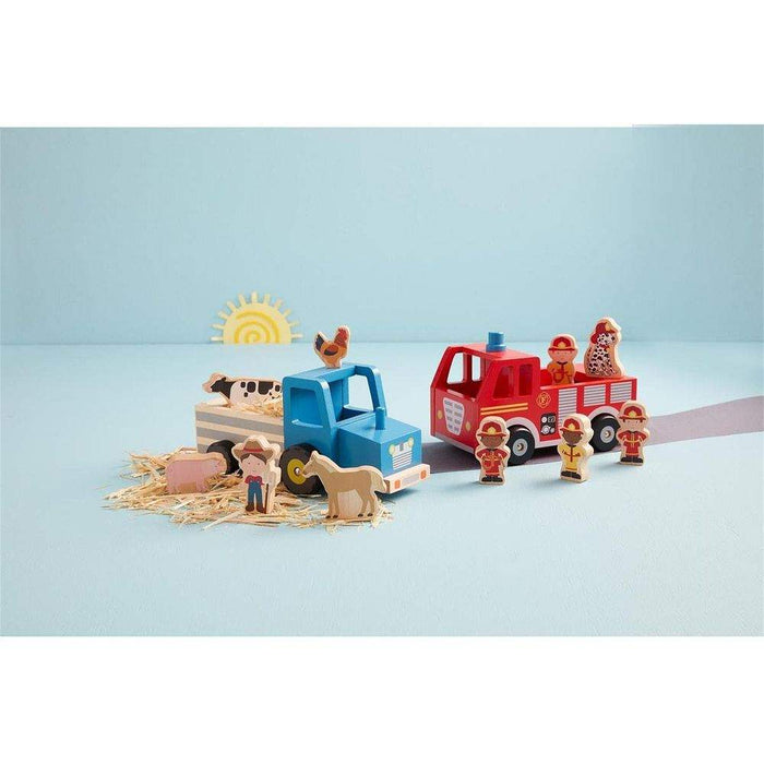 Mud Pie Firetruck Wood Vehicle Set