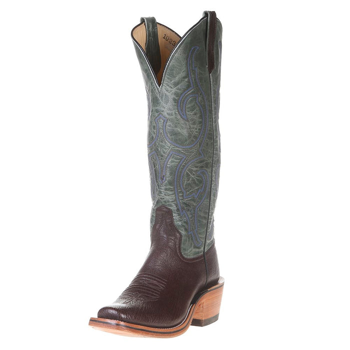 Women's Ride Ready Nicotine Smooth Ostrich 15` Green Top Boot