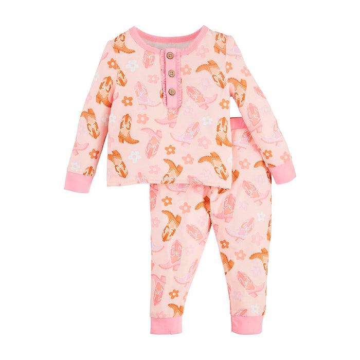 Mud Pie Girls Cowgirl Boots PJ Set