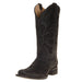 Women's Black Embroidered Square Toe Boot