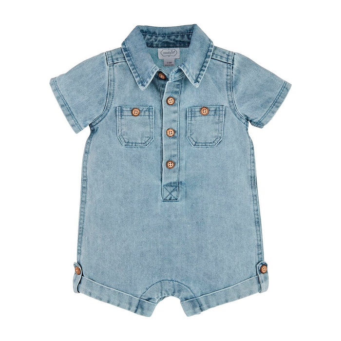 Mud Pie Boys Light Wash Denim Shortall