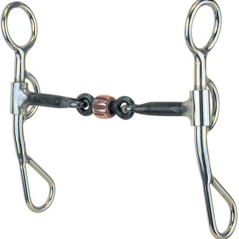 Argentine Copper Roller Dog Bone Smooth Snaffle Shank Bit