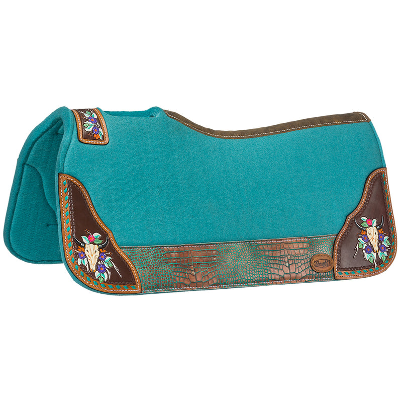 Hand Painted Steer Skull Saddle Pad