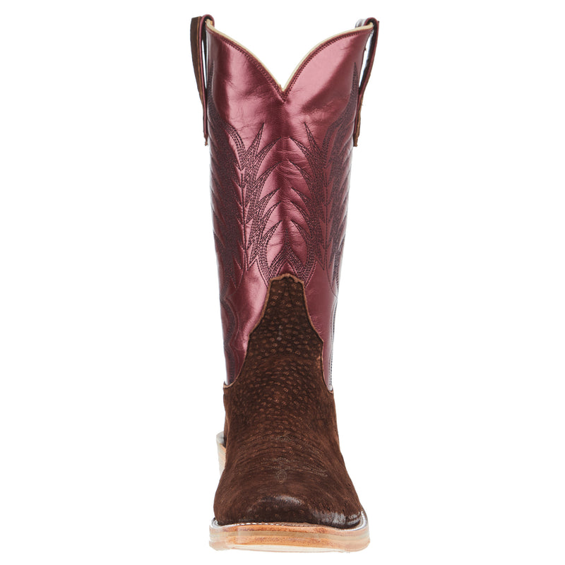 Rios Of Mercedes Women's Ride Ready Cafe Carpincho 12in Sangria Luster Kid Cutter Toe Boot