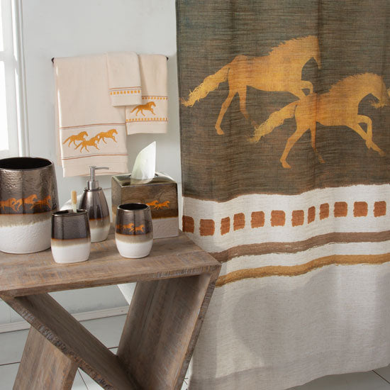 Hiend Accents Running Remuda Horse Ceramic Waste Basket