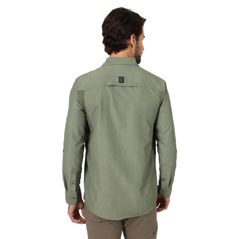 Wrangler Men's Dusty Olive Mixed Material Shirt