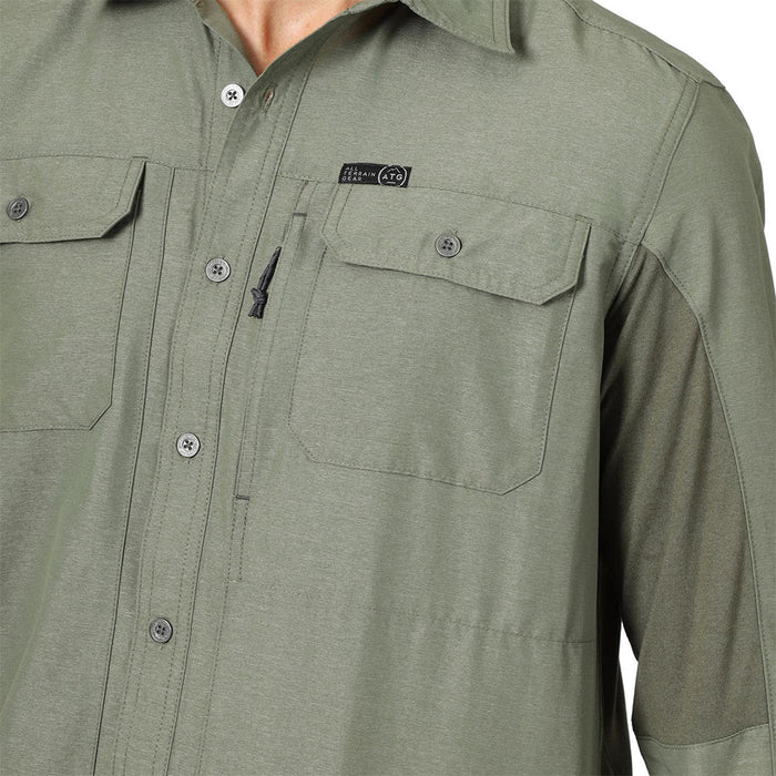 Wrangler Men's Dusty Olive Mixed Material Shirt