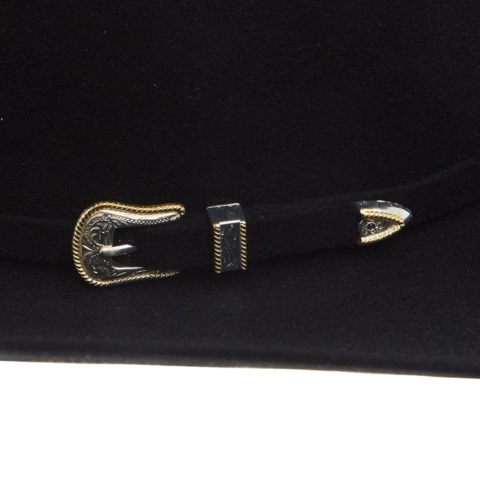 American Hats AHC 10X Black 4 1/2in. Brim Round Oval Open Crown Felt Hat