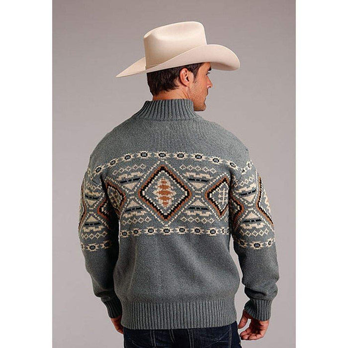 Stetson Apparel Mens Aztec Border Wool Blend Cardigan