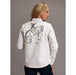 Stetson Apparel Womens Boyfriend Fit Bronc Embroidered White Denim Shirt
