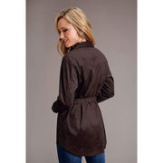 Stetson Apparel Womens Chocolate Brown Faux Suede Long Shirt
