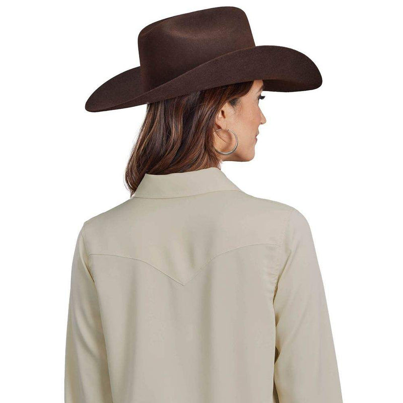 Stetson Apparel Womens Cream Satin Snap Shirt