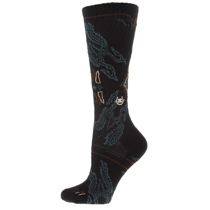 Lucky Chuck Fringe Tucumcari Black Performance Crew Sock OSFM