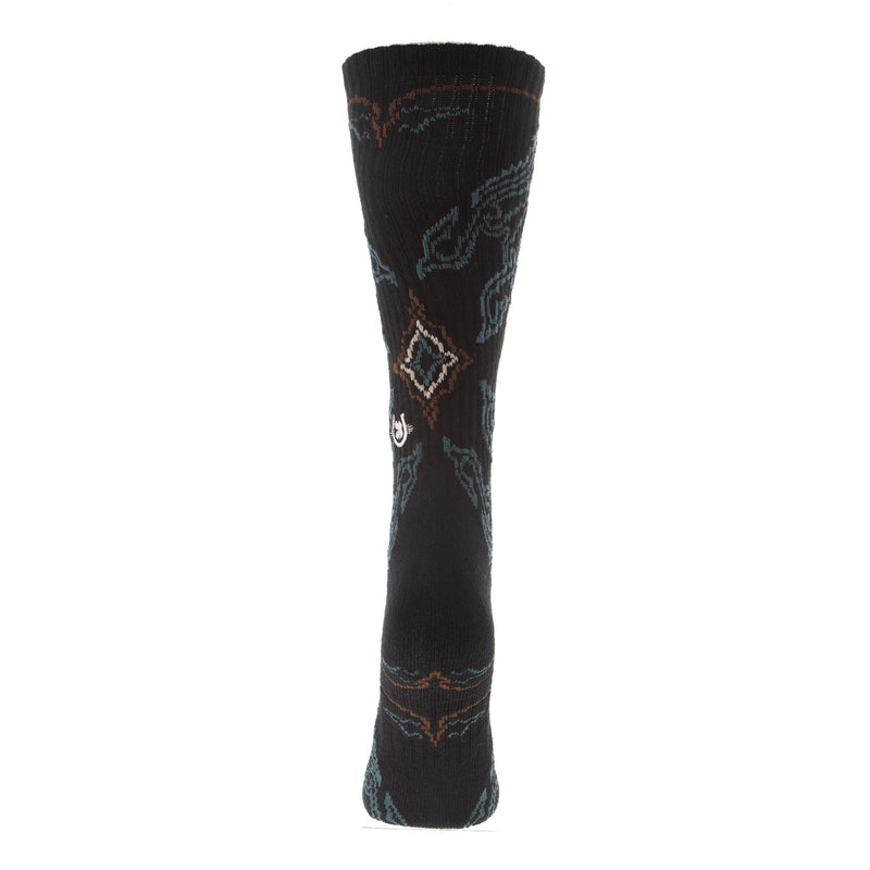Lucky Chuck Fringe Tucumcari Black Performance Crew Sock OSFM