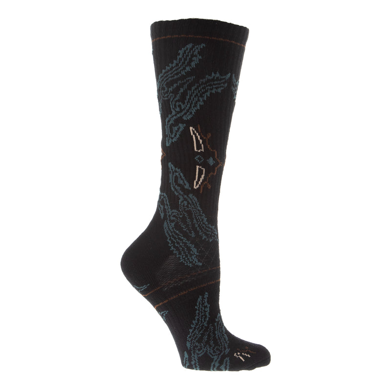 Lucky Chuck Fringe Tucumcari Black Performance Crew Sock OSFM