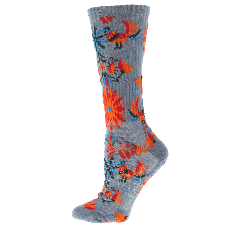 Lucky Chuck Fringe Otomi Grey Performance Crew Sock OSFM