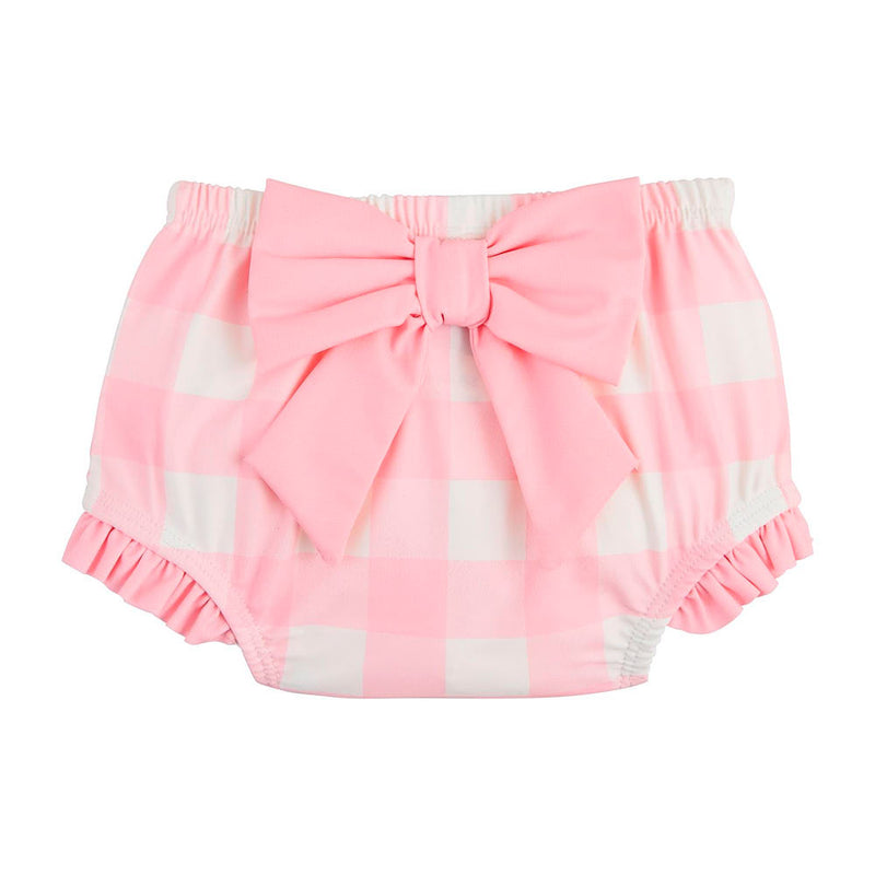Mud Pie Girls Pink Smocked Check Swimsuit