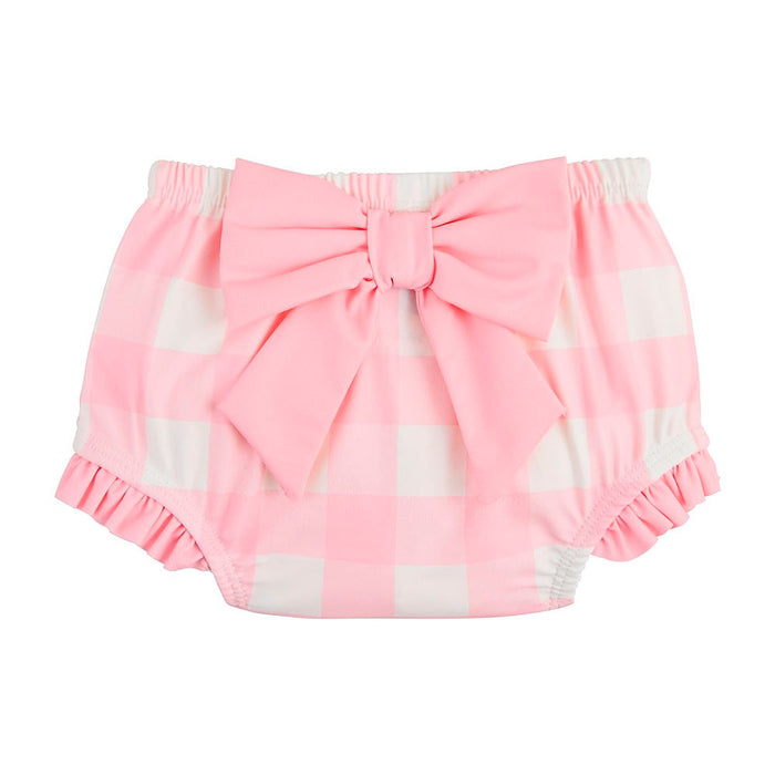 Mud Pie Girls Pink Smocked Check Swimsuit