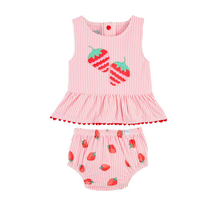 Mud Pie Girls Pink Strawberry Swimsuit