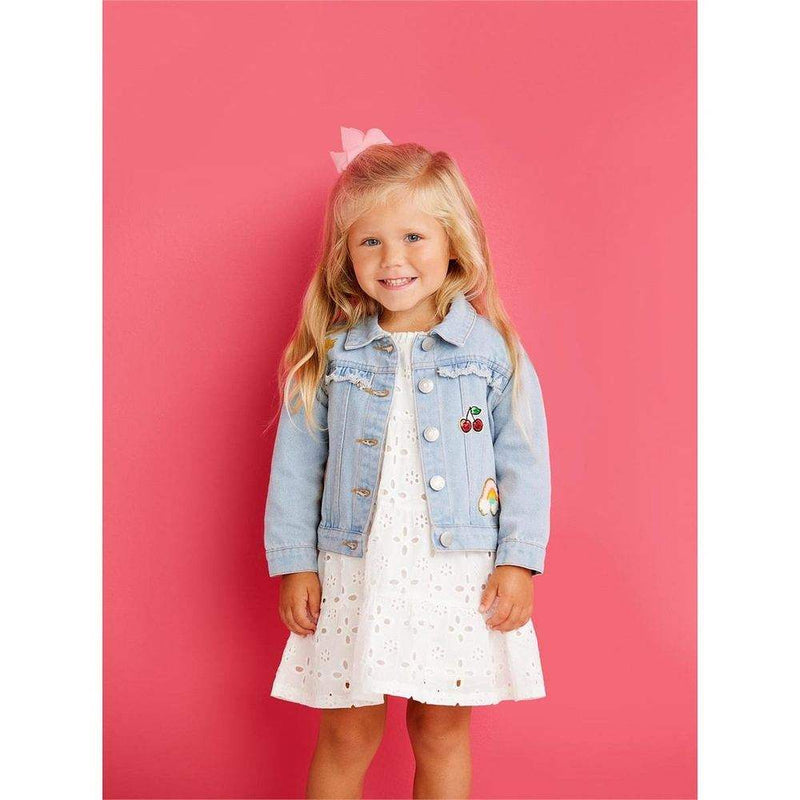 Mud Pie Girl's Denim Ruffle Patch Jacket