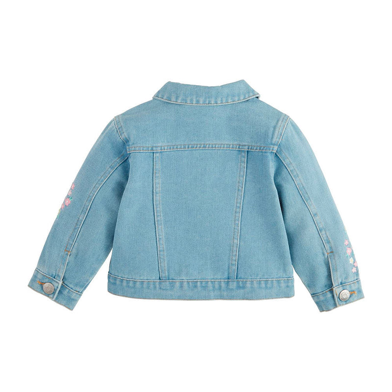 Mud Pie Girls Floral Embroidery Denim Jacket