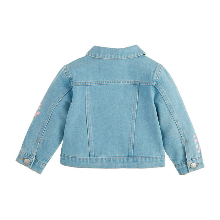 Mud Pie Girls Floral Embroidery Denim Jacket