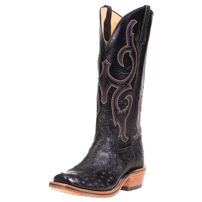 Men's Ride Ready Black Full Quill Ostrich 15" Black Calf Top Cowboy Boot