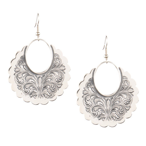 2" Large Antiqued Scalloped Earrings