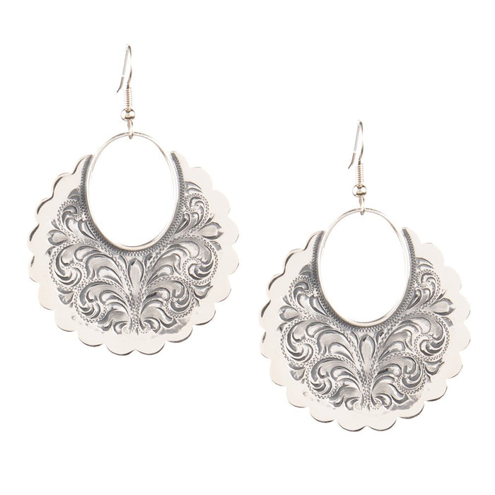 2" Large Antiqued Scalloped Earrings