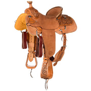 Natural Antique 1/4 Breed Wyoming Flower Team Roping Saddle
