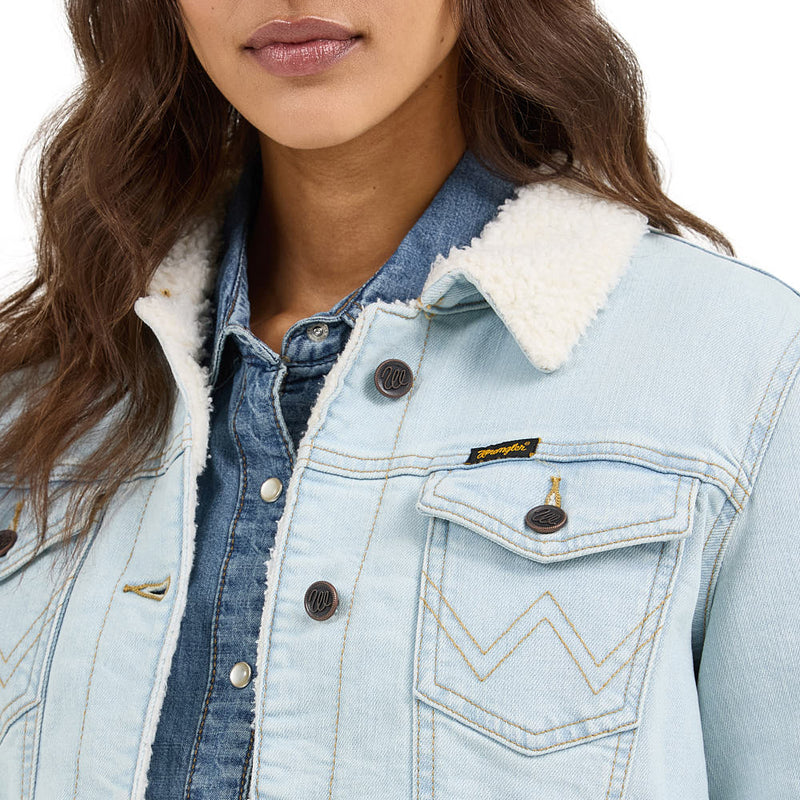 Wrangler Women's Retro Sherpa Lined Western Denim Jacket