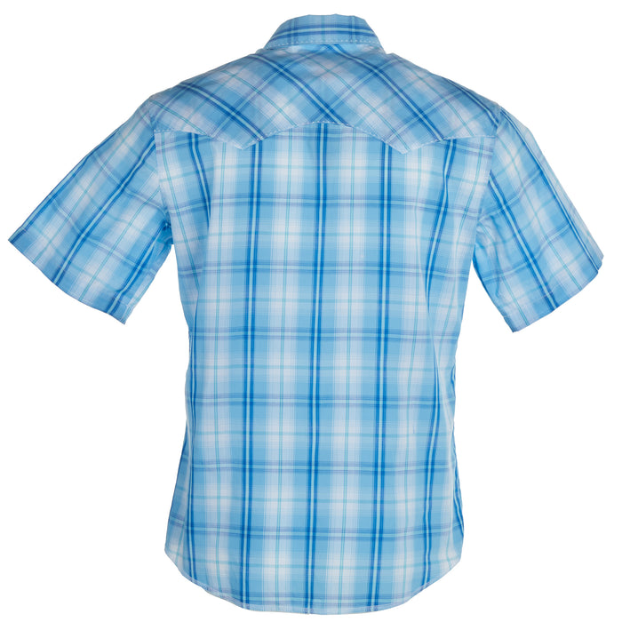Wrangler Men's Blue Plaid Wrinkle Resist Snap Shirt