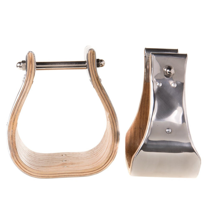 4 Inch Stainless Steel Covered Wooden Stirrups