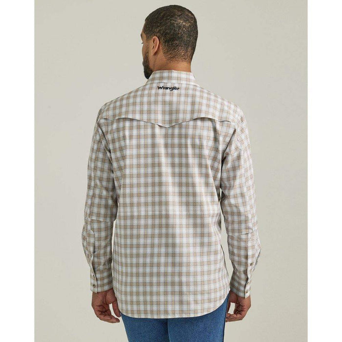 Wrangler Men's Performance Long Sleeve Snap Tan Shirt